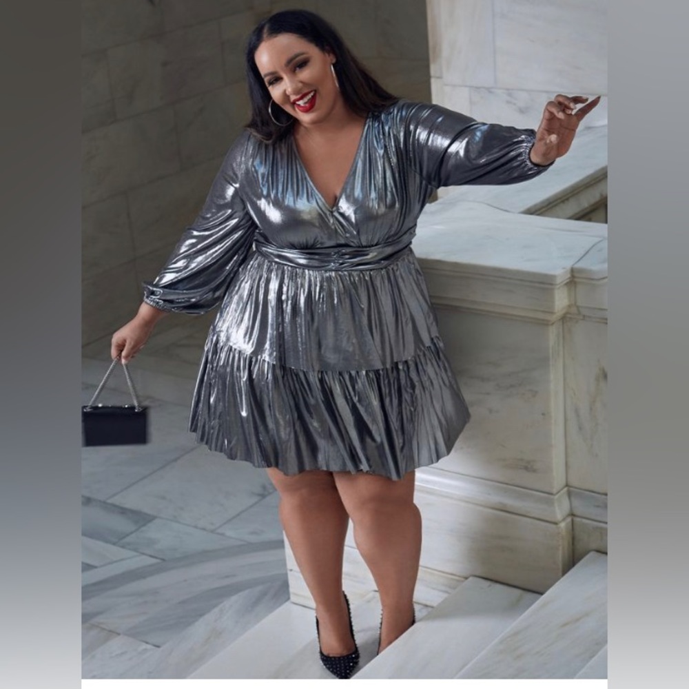 8. Eloquii metallic silver party dress (Size 16) NWT